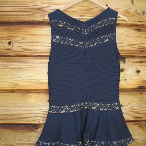 Tadashi Shoji Blue Pleated Peplum Dress - Picture 7 of 8